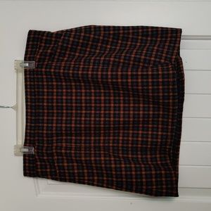 Loft 14 Plaid Orange Gray Mini Skirt